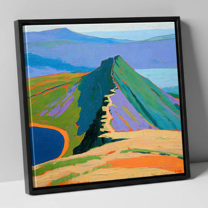 Bold Striding Edge Helvellyn Ridge lake district walking canvas wall art in black frame