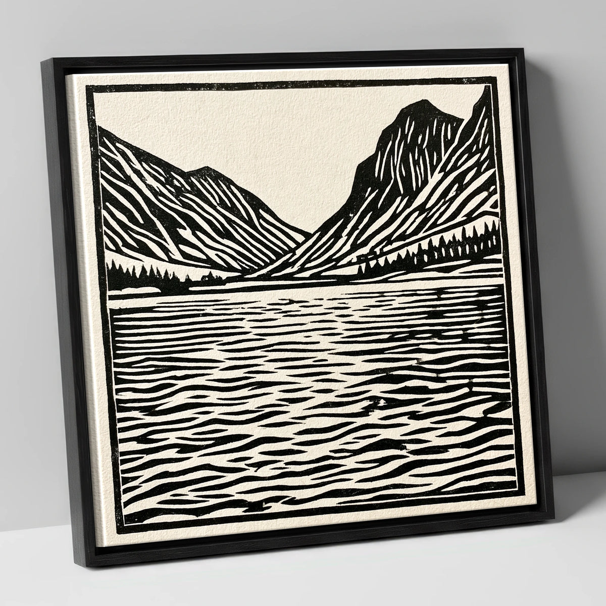 Ennerdale Water in Monochrome lake district valley canvas wall art in black frame