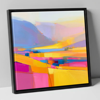 Vivid Lake District Dale Fields lake district valley canvas wall art in black frame