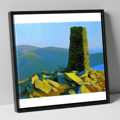 Sunlit Beacon on Thornthwaite Crag lake district fell canvas wall art in black frame