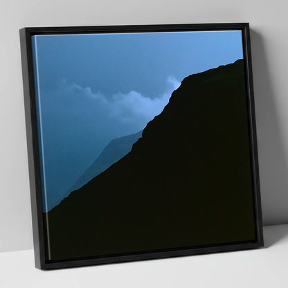 Misty Mountain Ridge Silhouette lake district fell canvas wall art in black frame