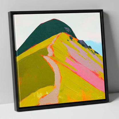 Vibrant Path Up Catbells lake district fell canvas wall art in black frame