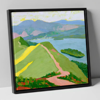 Vivid Derwentwater from Cat Bells lake district fell canvas wall art in black frame