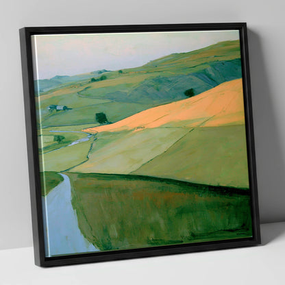 Evening Sun Across Lakeland Fells lake district sky canvas wall art in black frame