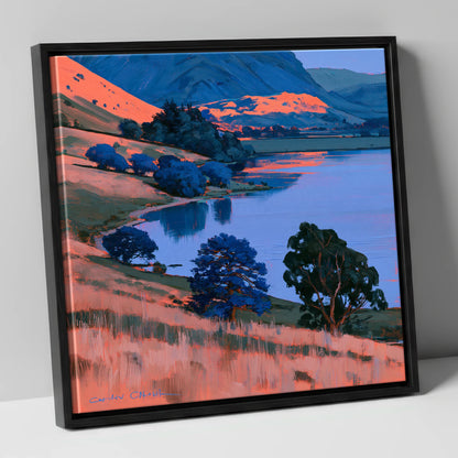 Coral Fells and Blue Lake lake district lake canvas wall art in black frame