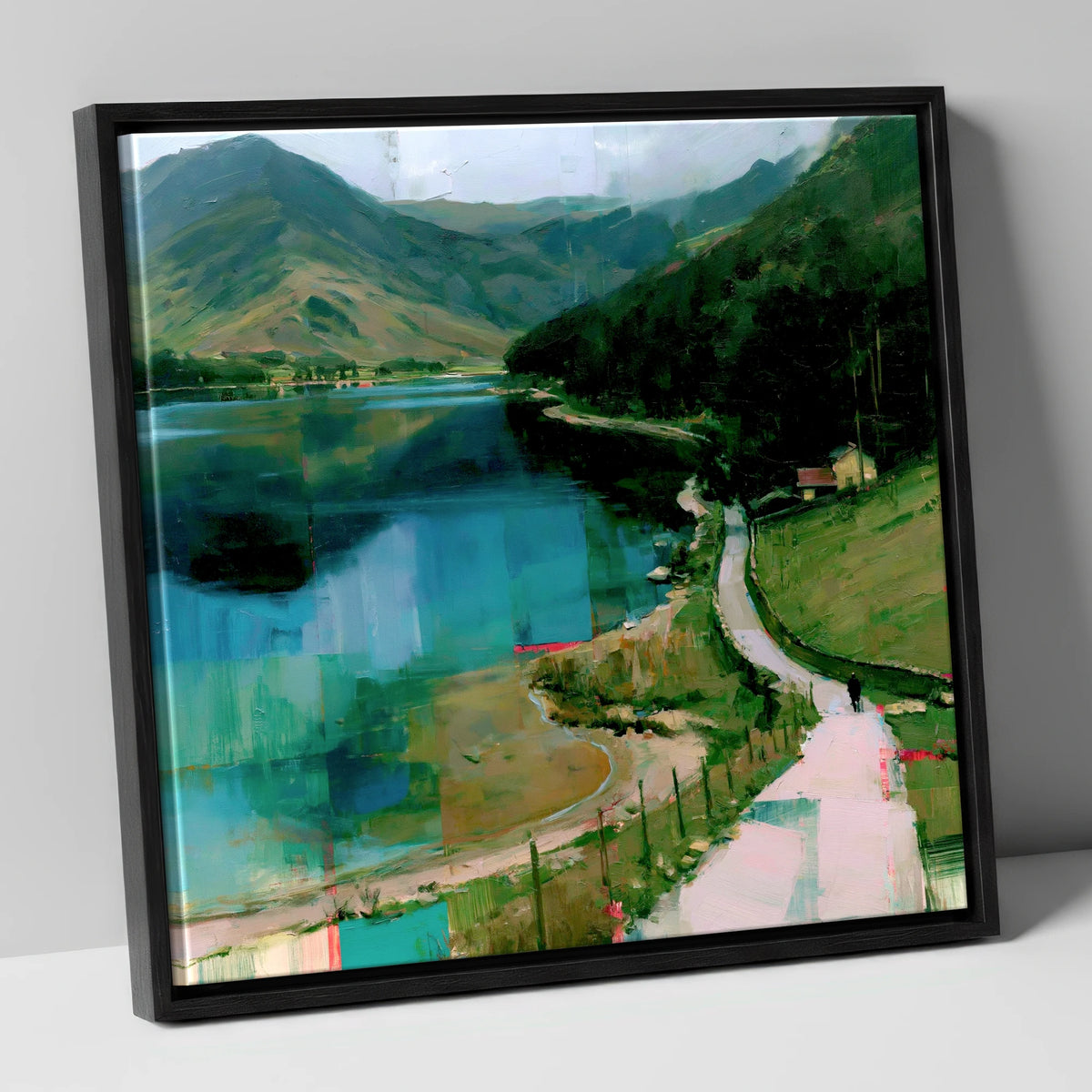 Vivid Teal Buttermere Path buttermere wall art canvas wall art in black frame