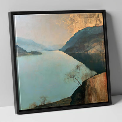 Ullswater Beneath a Golden Sky lake district lake canvas wall art in black frame