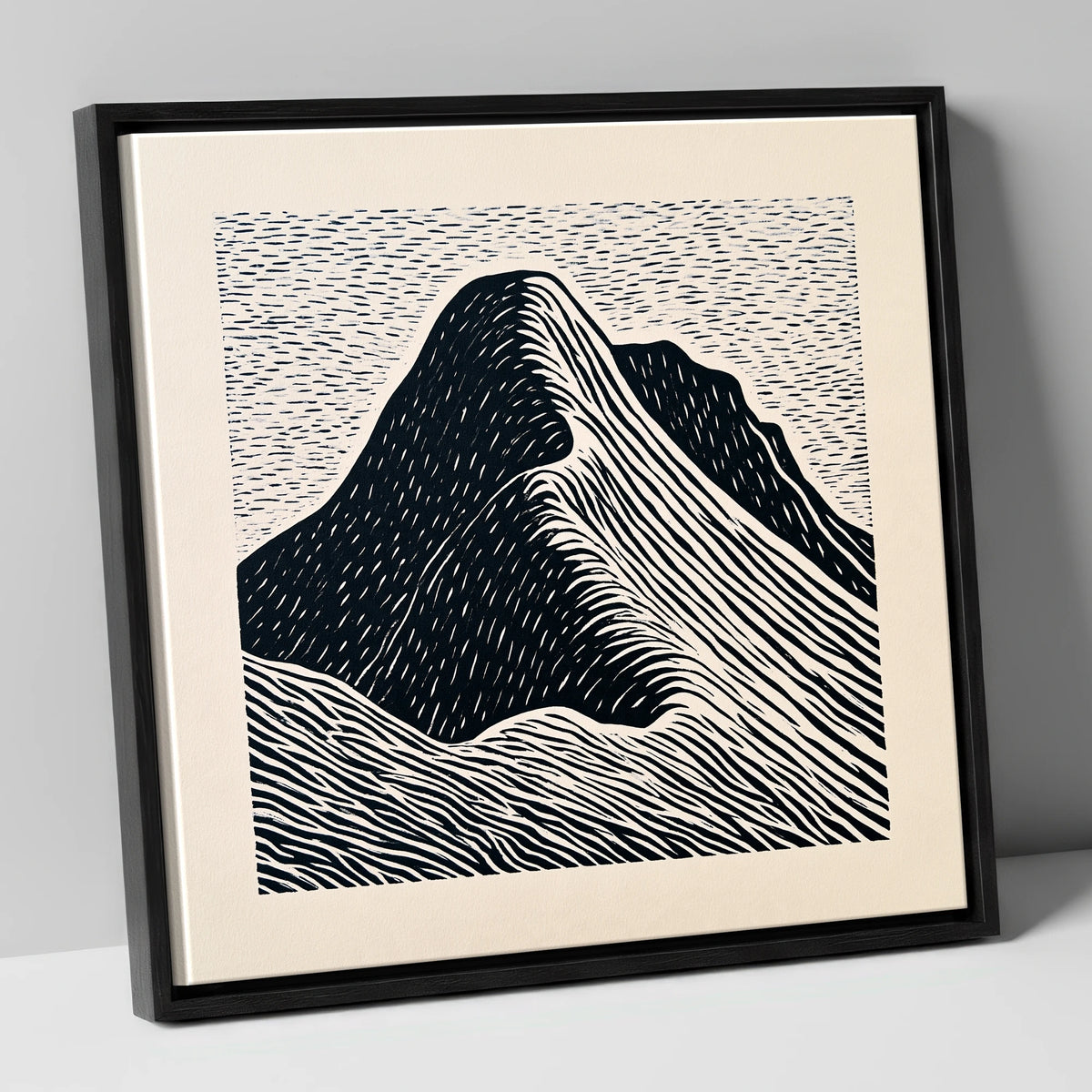 Great Gable Graphic Contours lake district fell canvas wall art in black frame