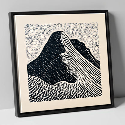 Great Gable Graphic Contours lake district fell canvas wall art in black frame