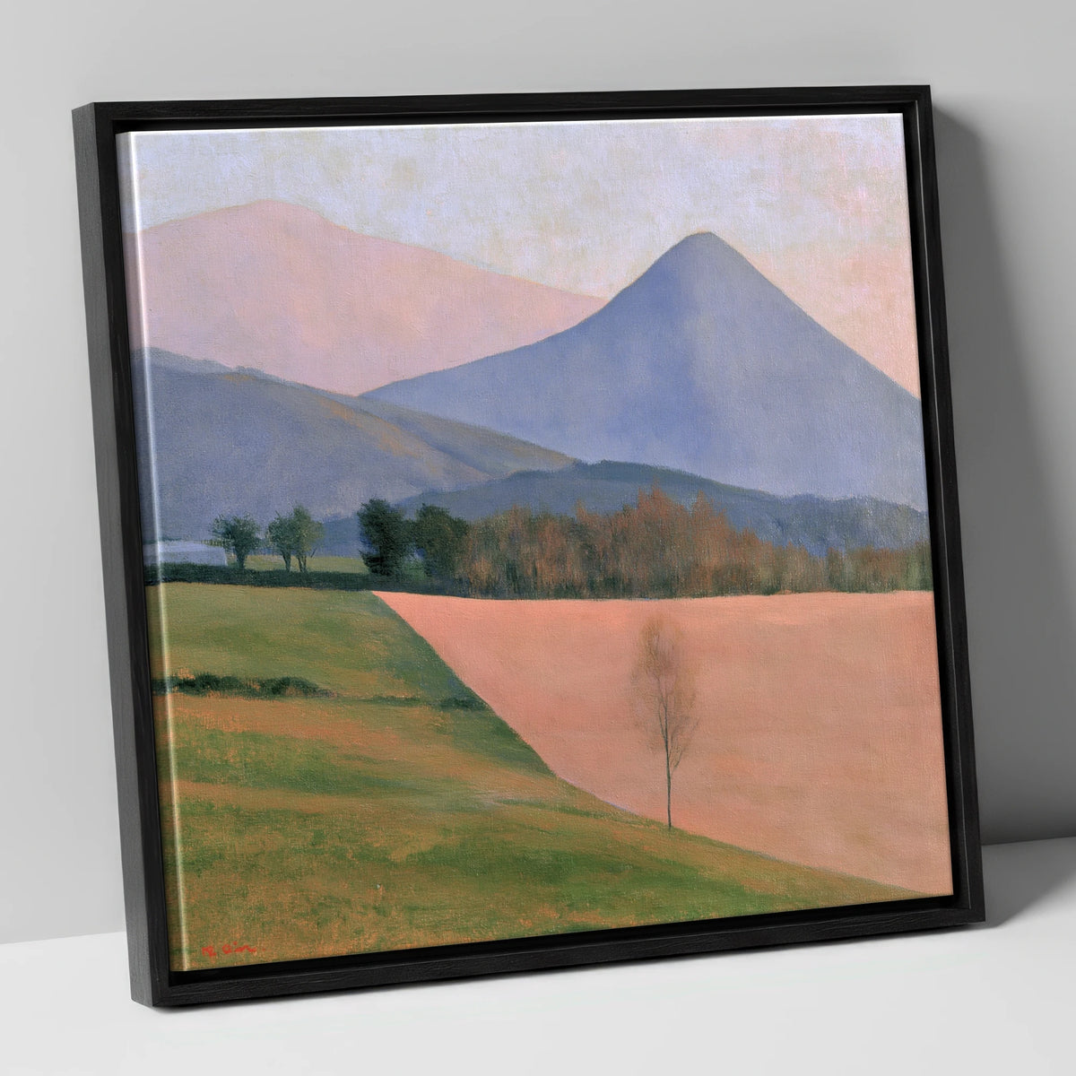 Pastel Fells and Green Valley lake district valley canvas wall art in black frame
