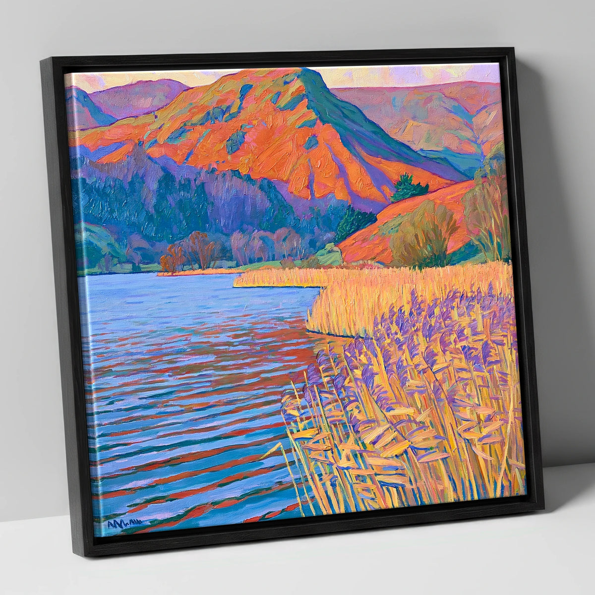 Golden Reeds at Grasmere grasmere wall art canvas wall art in black frame