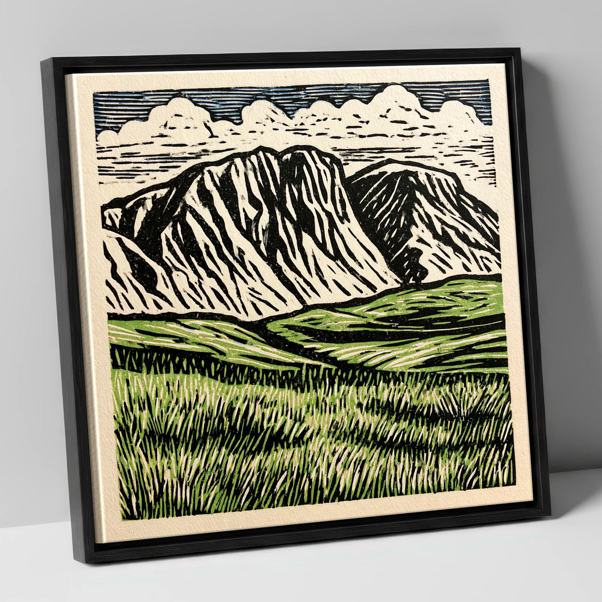 Bold Scafell Pike Landscape lake district fell canvas wall art in black frame