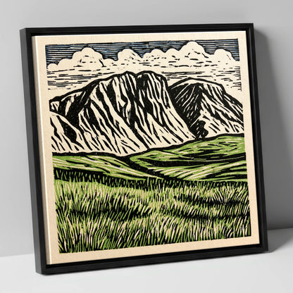 Bold Scafell Pike Landscape lake district fell canvas wall art in black frame