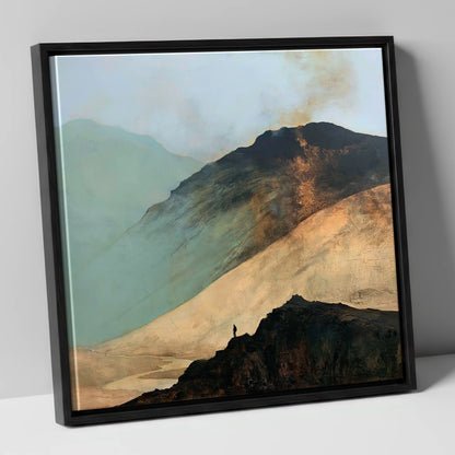 Great Gable and Westmorland Cairn lake district fell canvas wall art in black frame