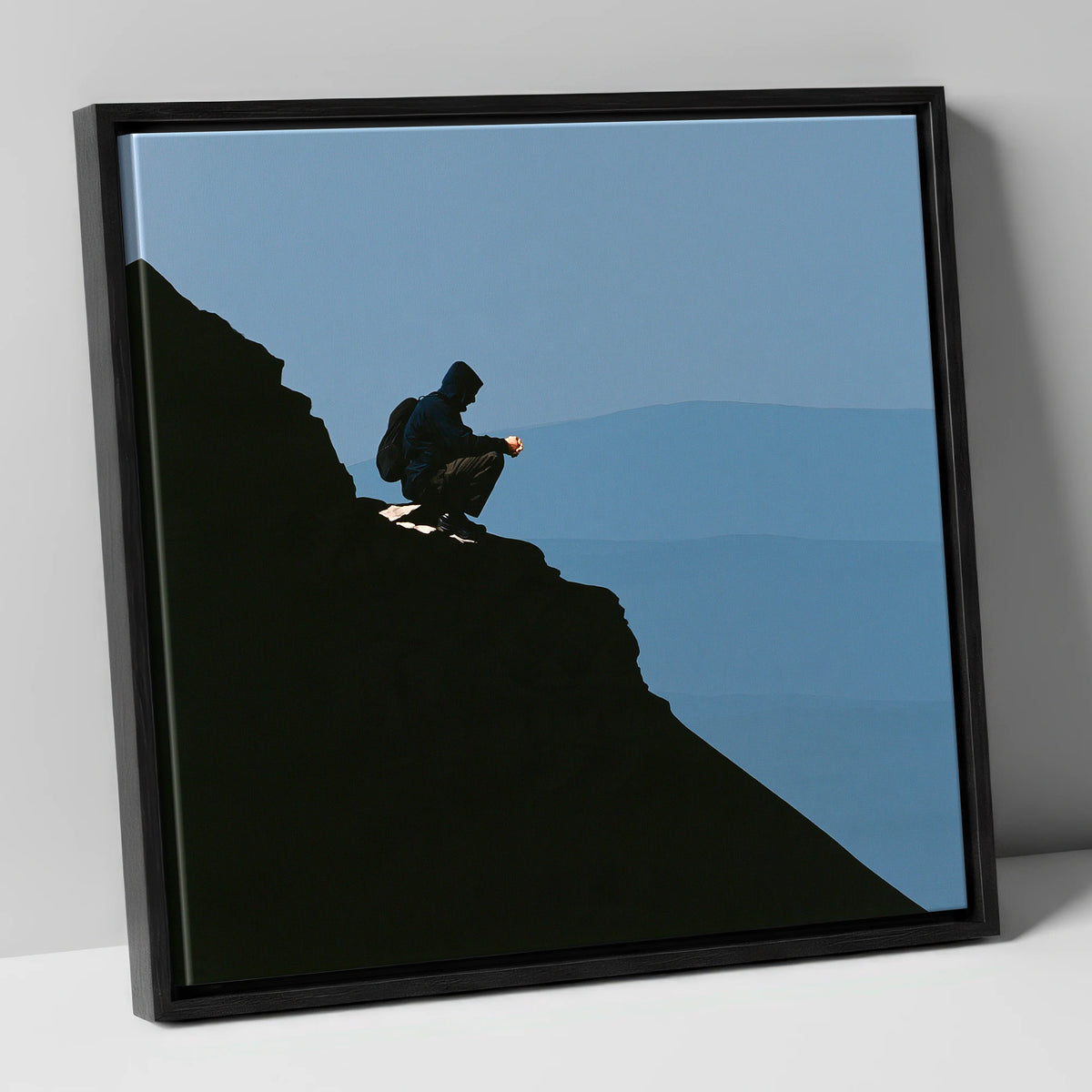 Blencathra Walker in Dramatic Silhouette lake district fell canvas wall art in black frame