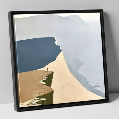 Lone Hiker on High Fell Ridge lake district fell canvas wall art in black frame