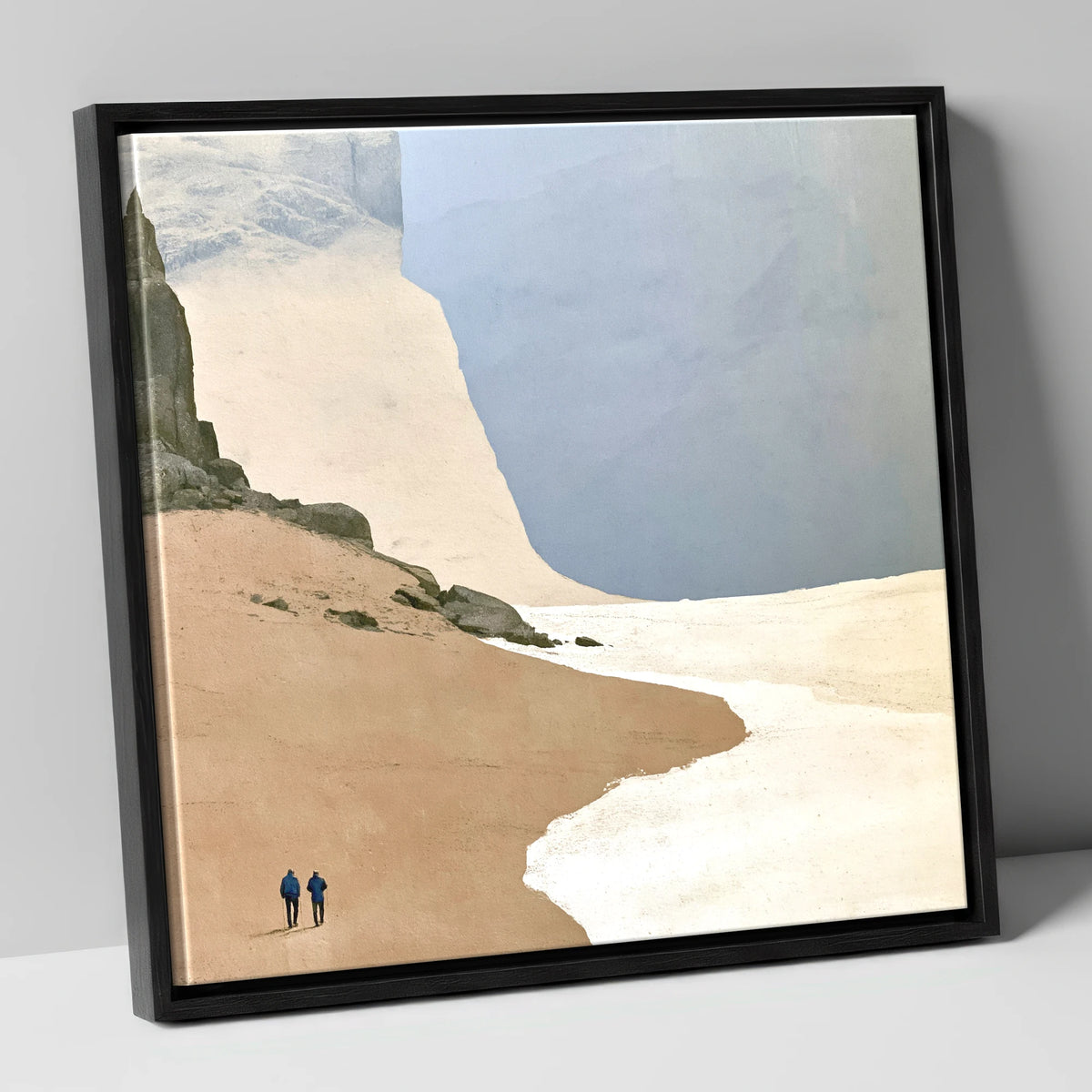 Fell Walkers Beneath Great Cliffs lake district fell canvas wall art in black frame