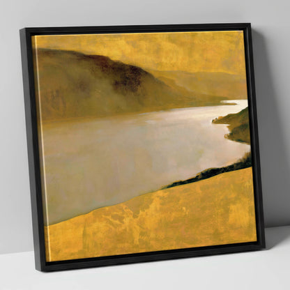Golden Fells Above the Lake lake district lake canvas wall art in black frame