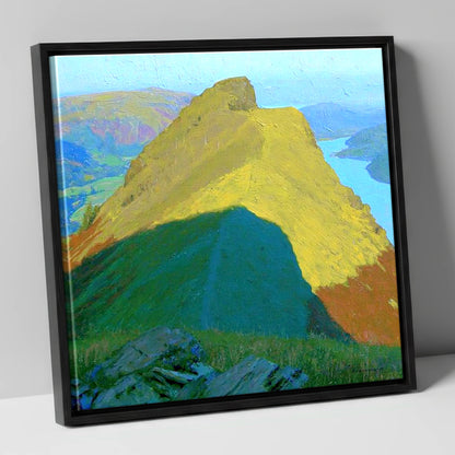 Sunlit Helm Crag Summit Ridge lake district fell canvas wall art in black frame