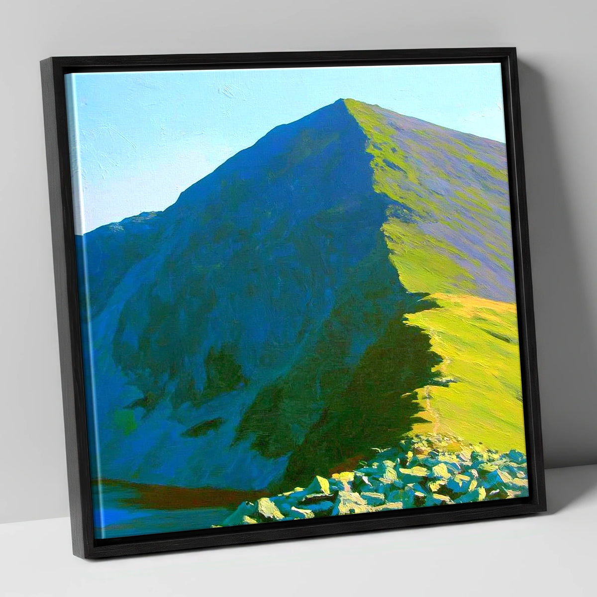 Sunlit Ridge of Ill Bell lake district fell canvas wall art in black frame
