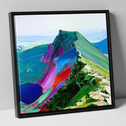 Vivid Striding Edge on Helvellyn lake district walking canvas wall art in black frame