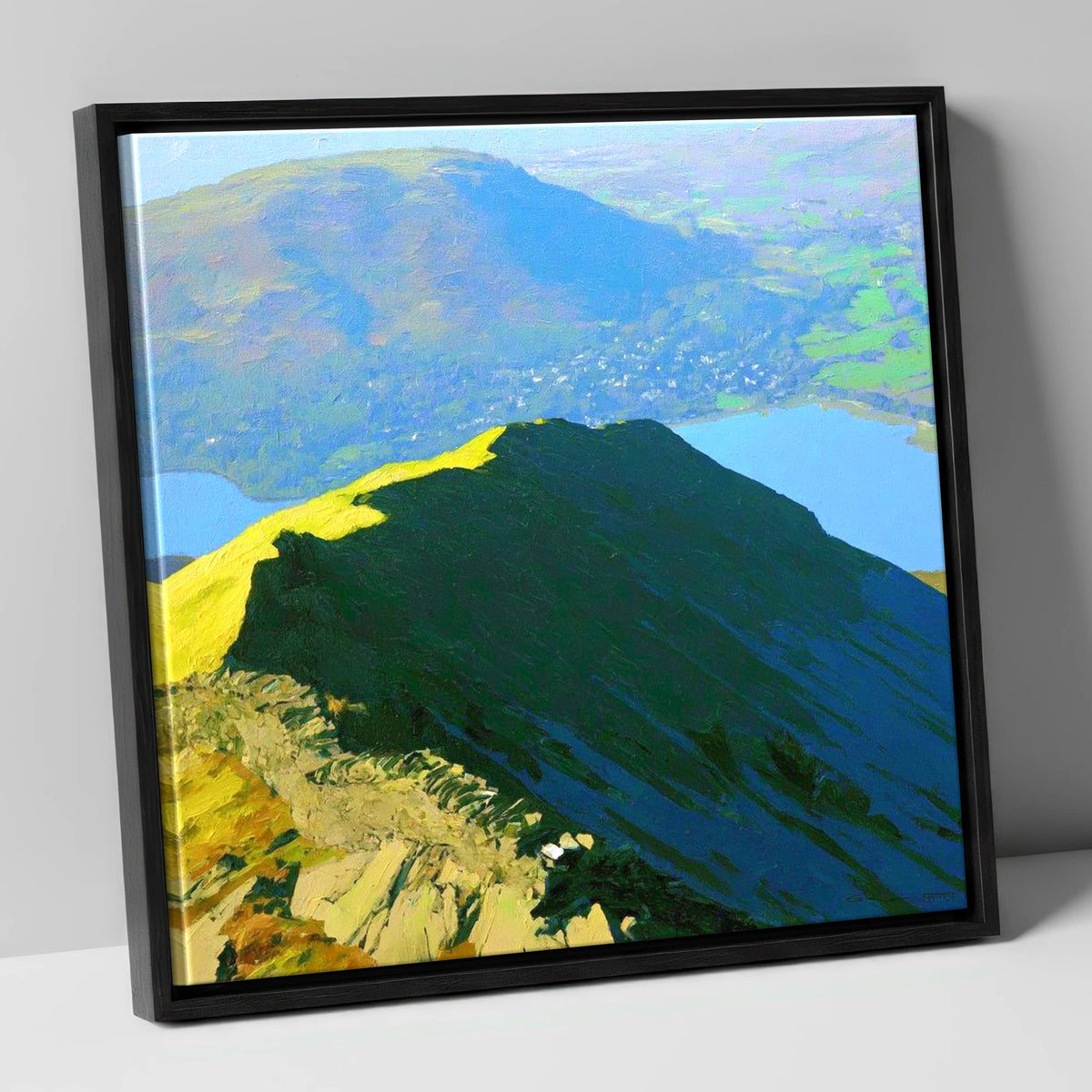 Vibrant Light on Low Pike lake district fell canvas wall art in black frame