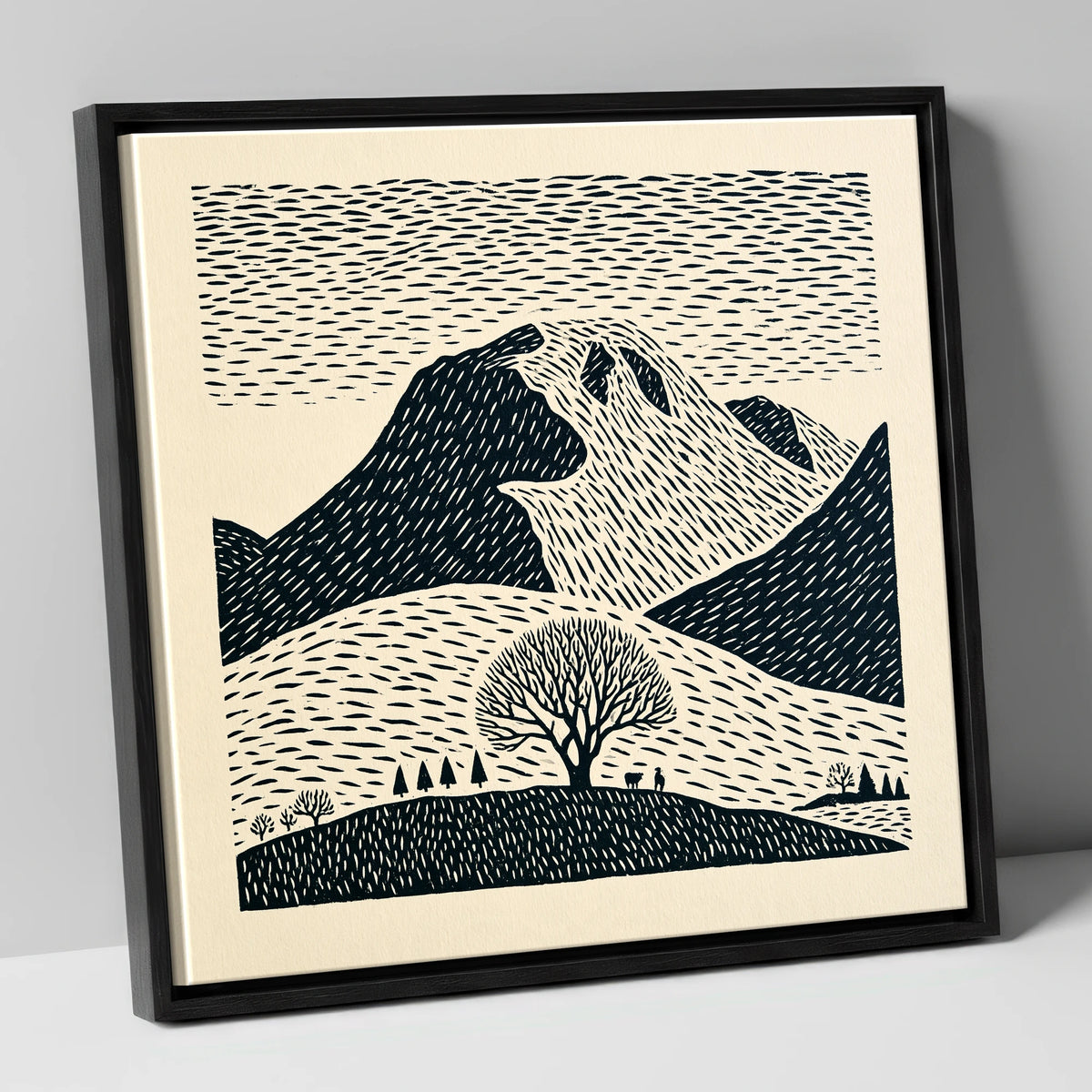 Bold Great Gable Landscape lake district fell canvas wall art in black frame