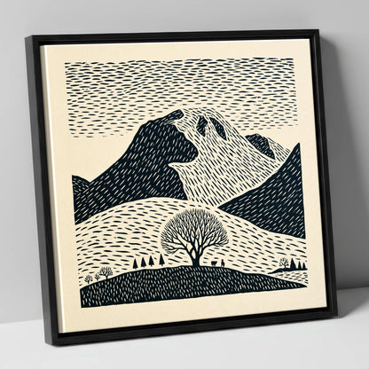 Bold Great Gable Landscape lake district fell canvas wall art in black frame