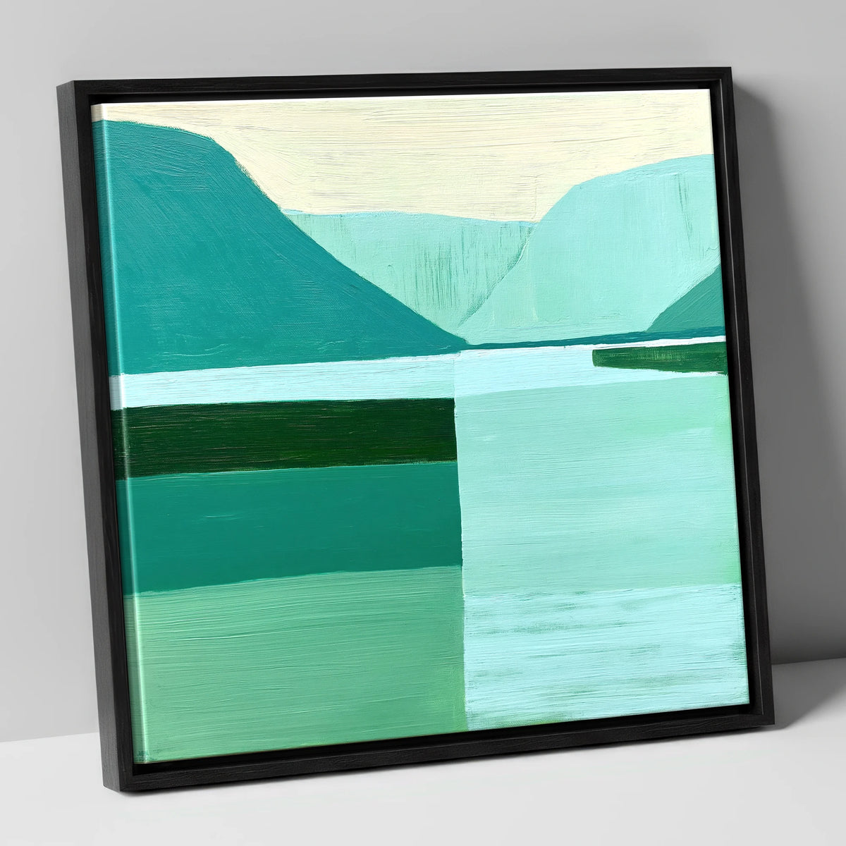 Modern Teal Wastwater Landscape lake district walking canvas wall art in black frame