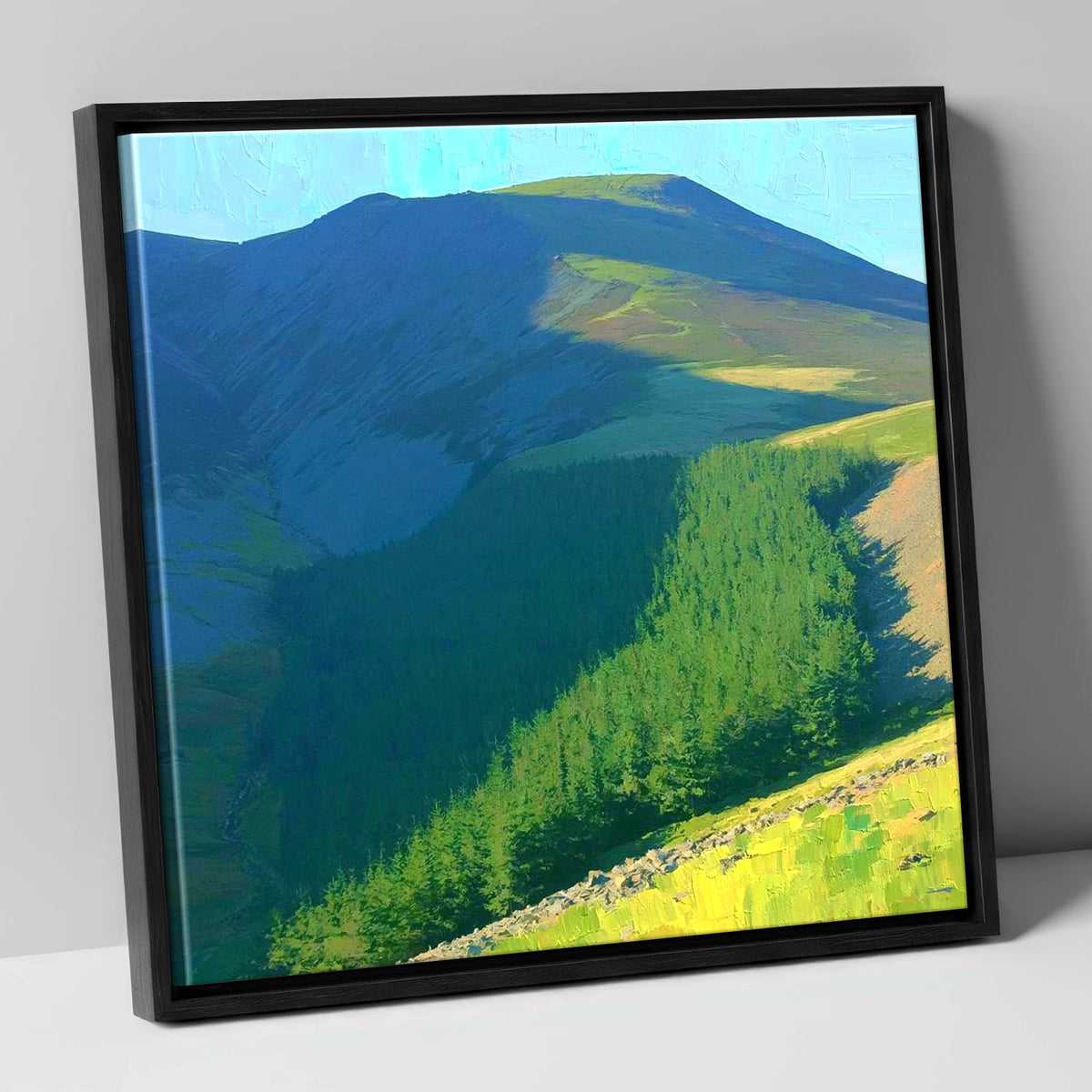 Vibrant Shadows Over Lord's Seat lake district fell canvas wall art in black frame