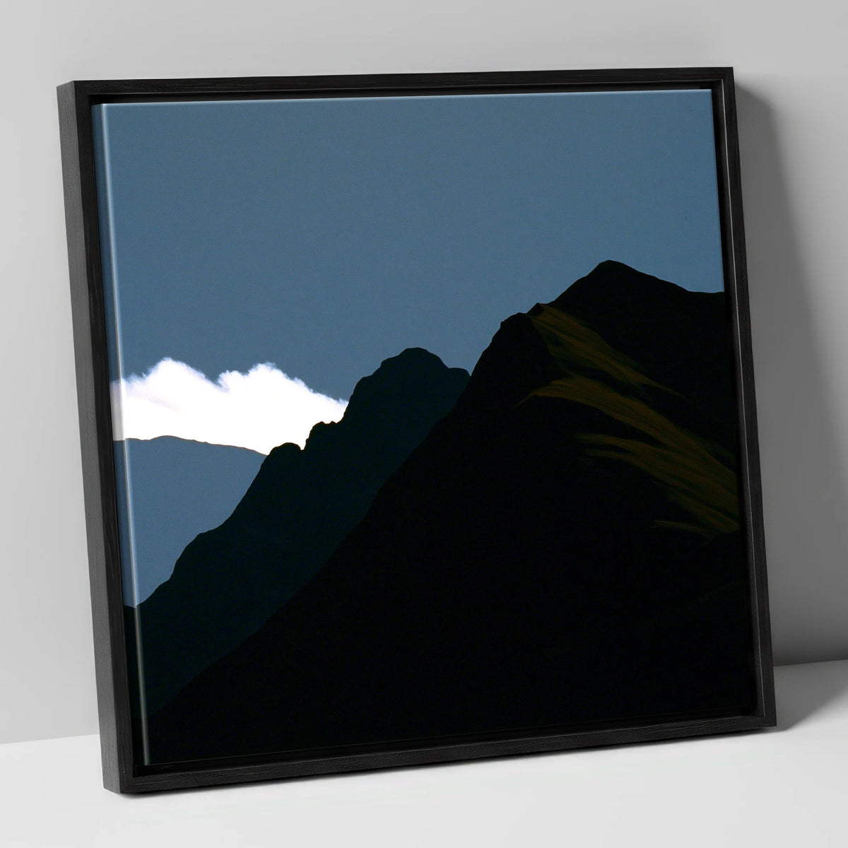 Midnight Blue Fell Ridge lake district fell canvas wall art in black frame