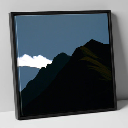 Midnight Blue Fell Ridge lake district fell canvas wall art in black frame