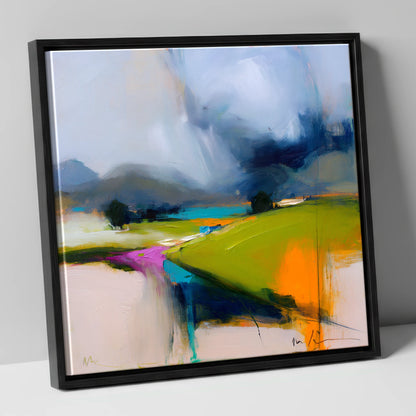 Storm Skies Over Bright Fells lake district sky canvas wall art in black frame