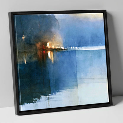 Indigo Lake Shore at Dusk lake district lake canvas wall art in black frame