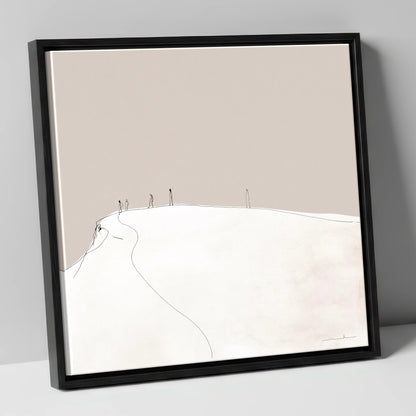 Distant Hikers on a Fell lake district fell canvas wall art in black frame