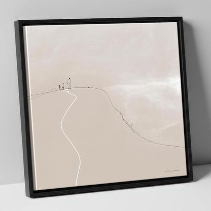 Walkers on a Winding Fell Path lake district walking canvas wall art in black frame