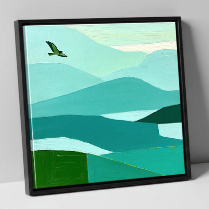 Buzzard Over Teal Fells lake district wildlife canvas wall art in black frame