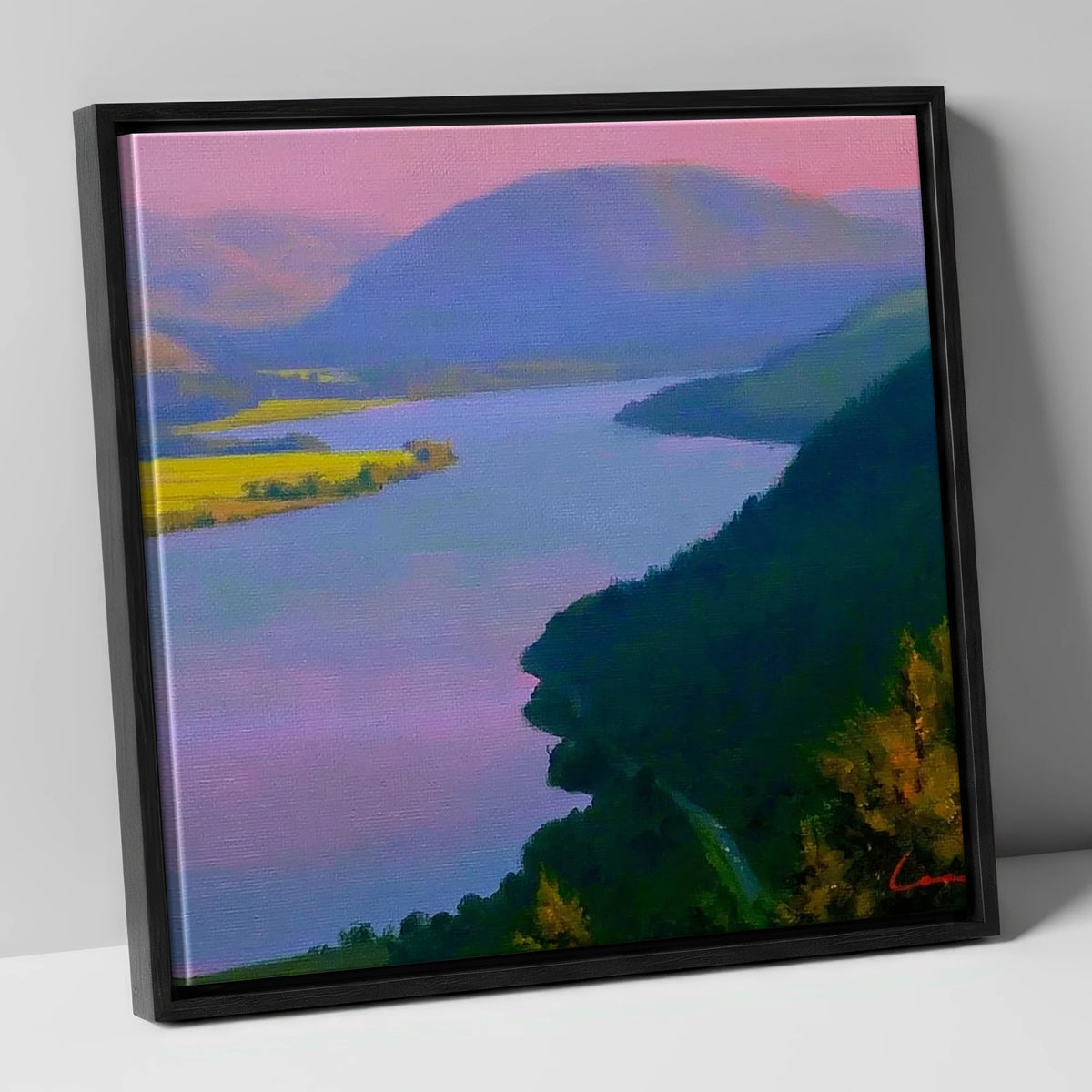 Vibrant Evening Over Bassenthwaite Lake lake district lake canvas wall art in black frame