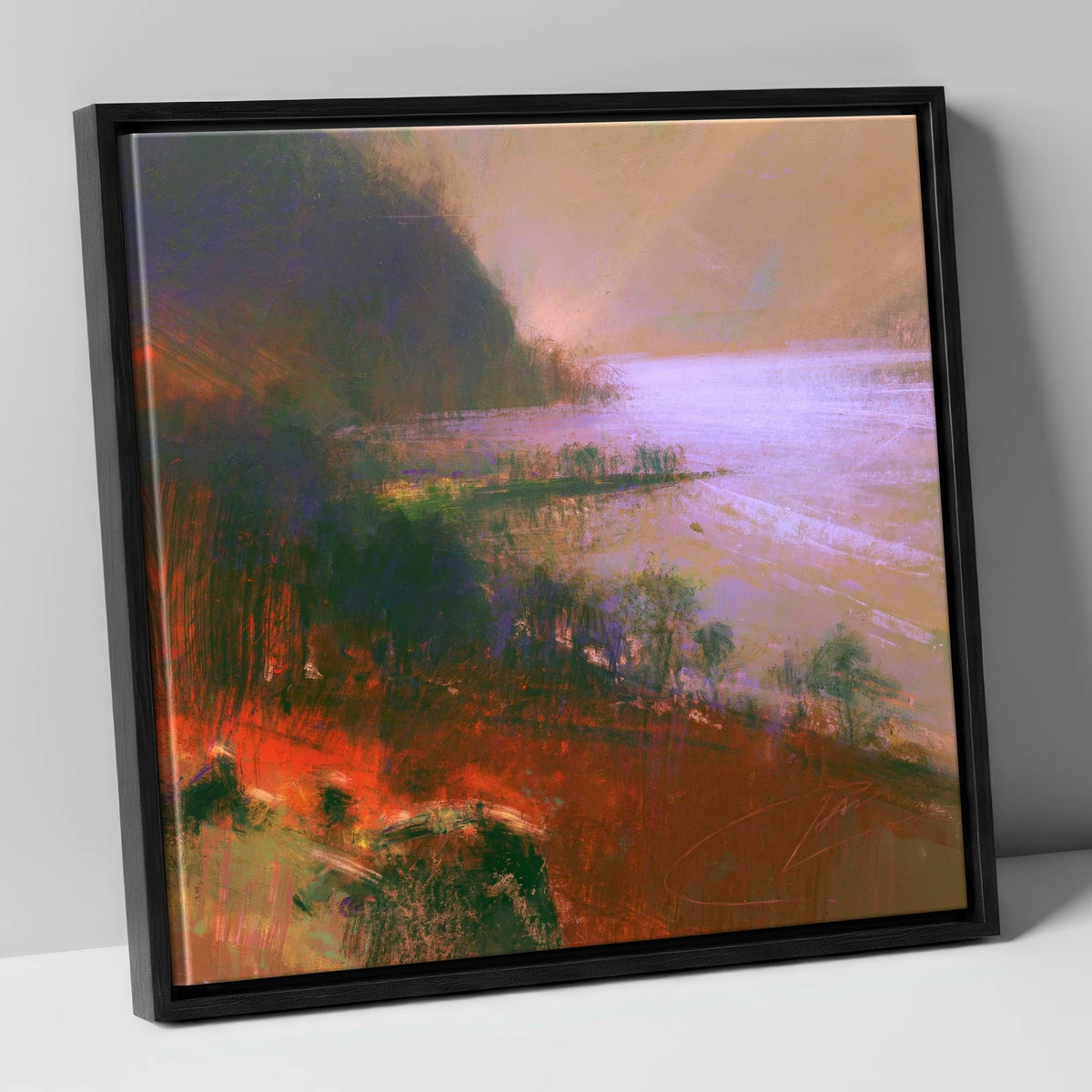 Ullswater Fells in Autumn Light lake district lake canvas wall art in black frame