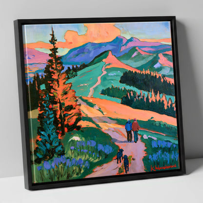 Vibrant Cat Bells Dog Walk gifts for dog walkers canvas wall art in black frame