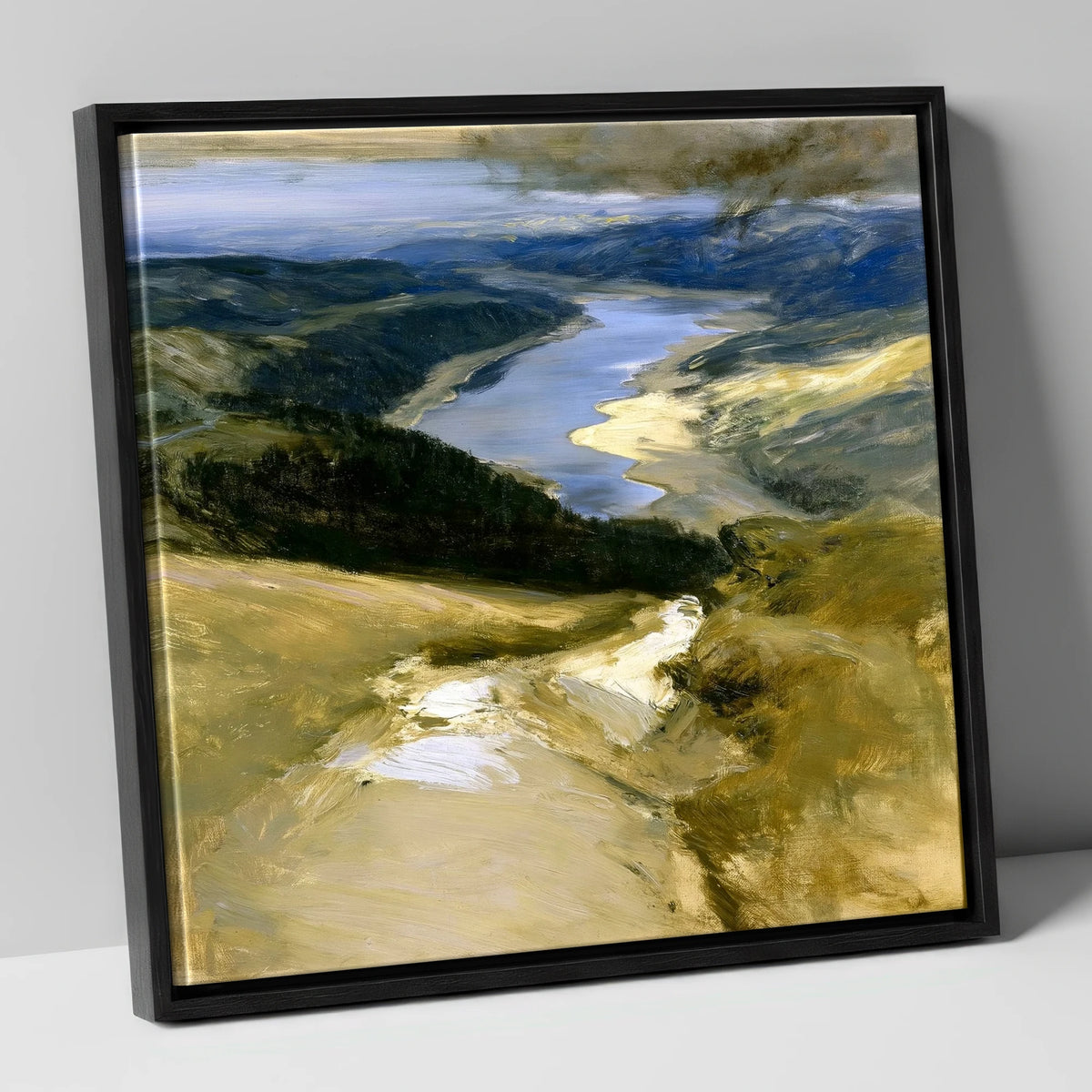 Thirlmere From The Helvellyn Path lake district lake canvas wall art in black frame