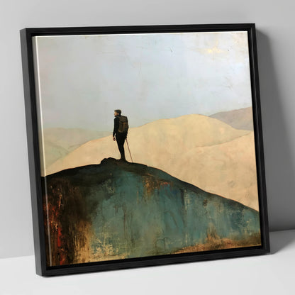 Fell Walker on Dark Ridge lake district walking canvas wall art in black frame