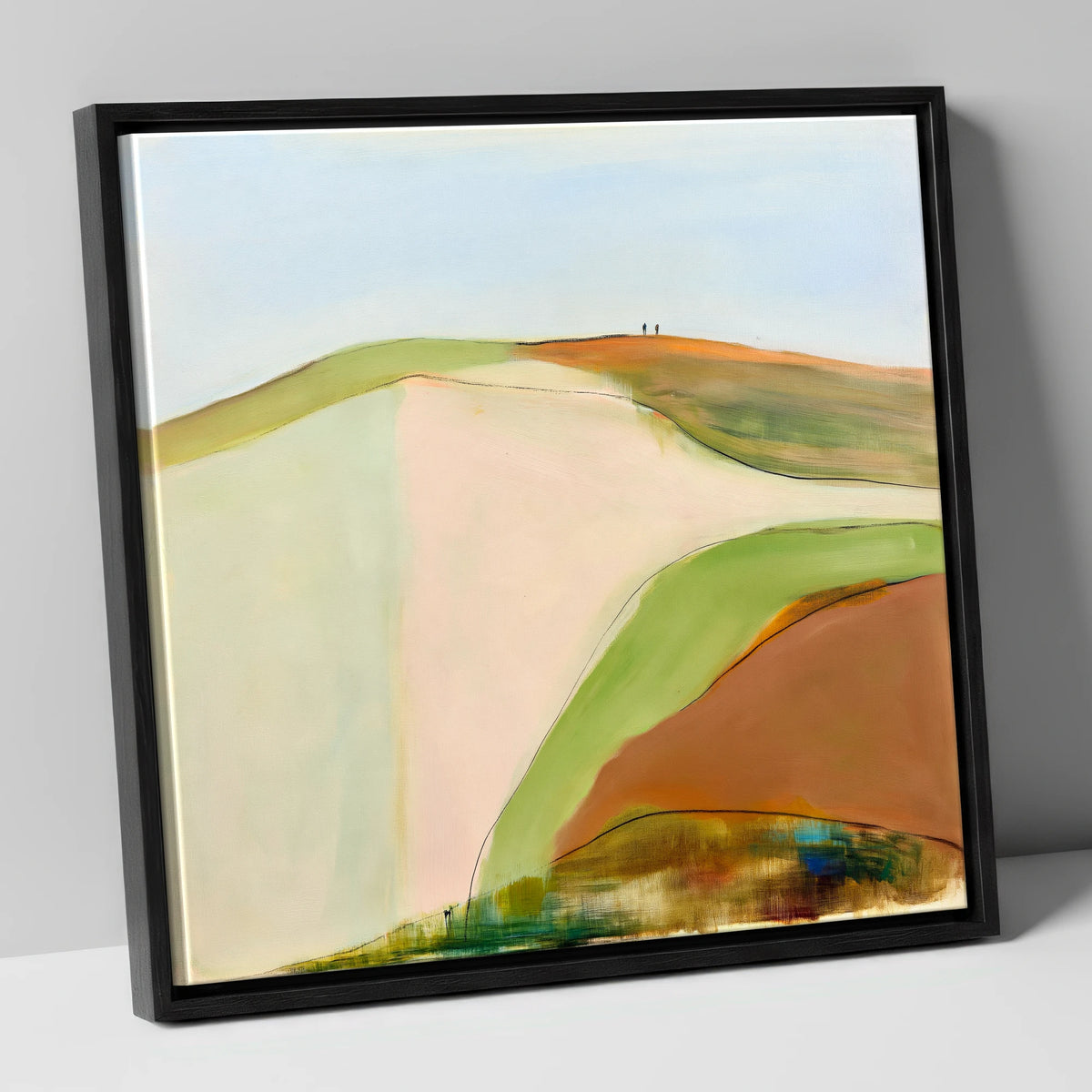 Contemporary Fell Top Walk lake district fell canvas wall art in black frame
