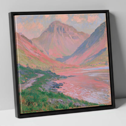 Great Gable in Coral Light lake district fell canvas wall art in black frame