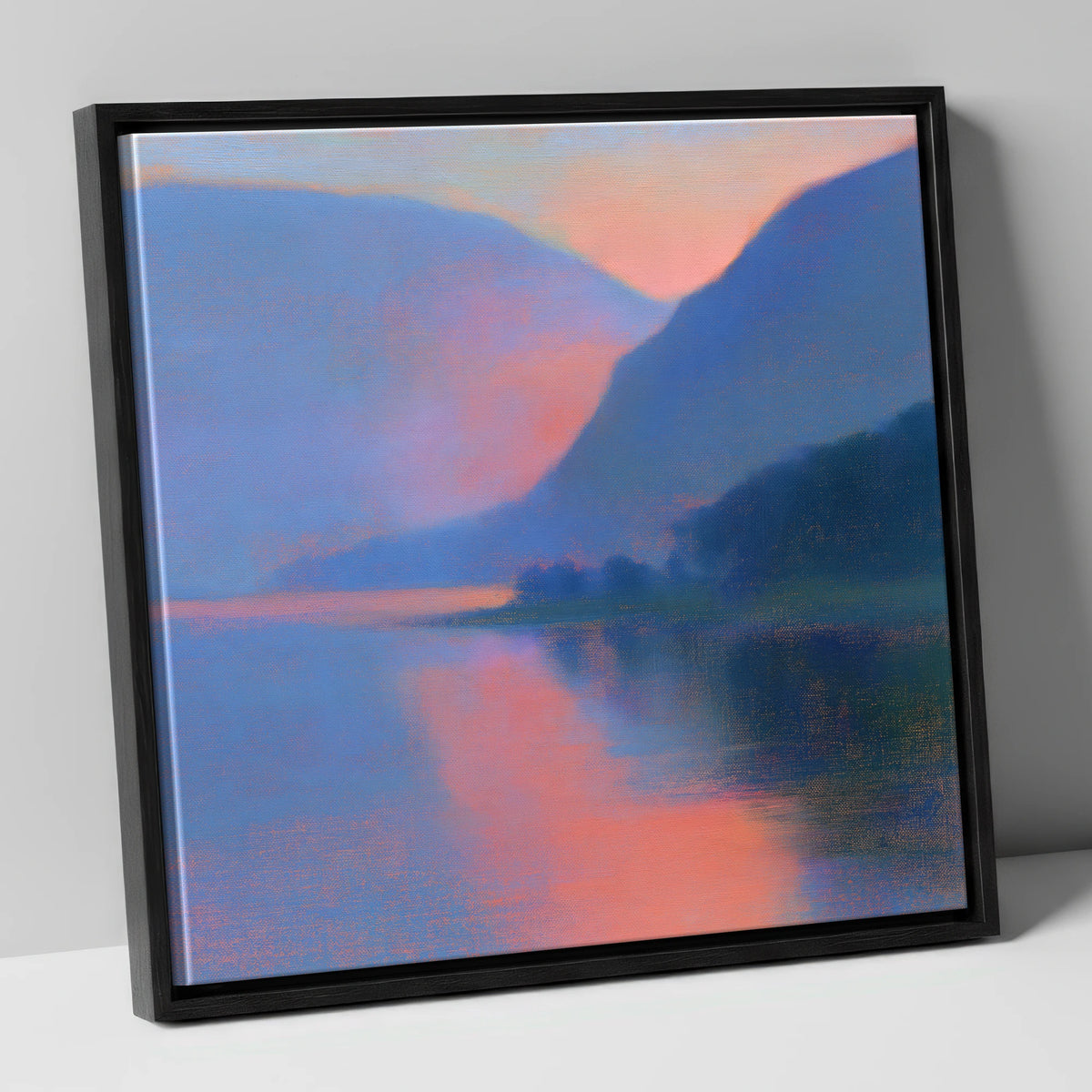 Twilight Lake and Indigo Fells lake district lake canvas wall art in black frame
