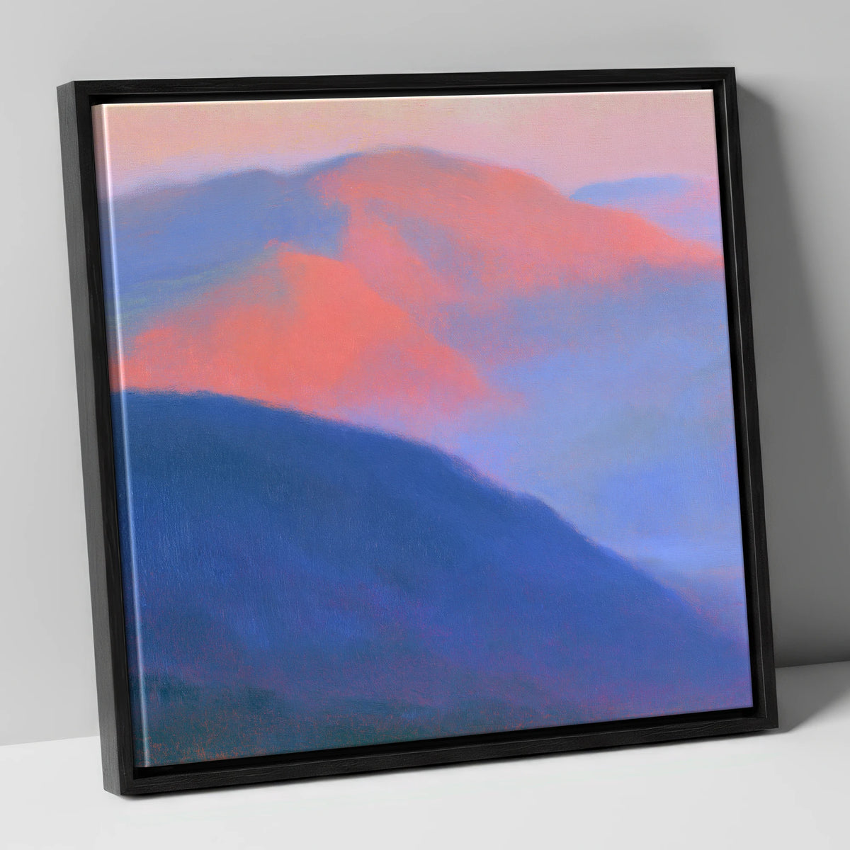 Pink Twilight Over Summit Fells lake district fell canvas wall art in black frame
