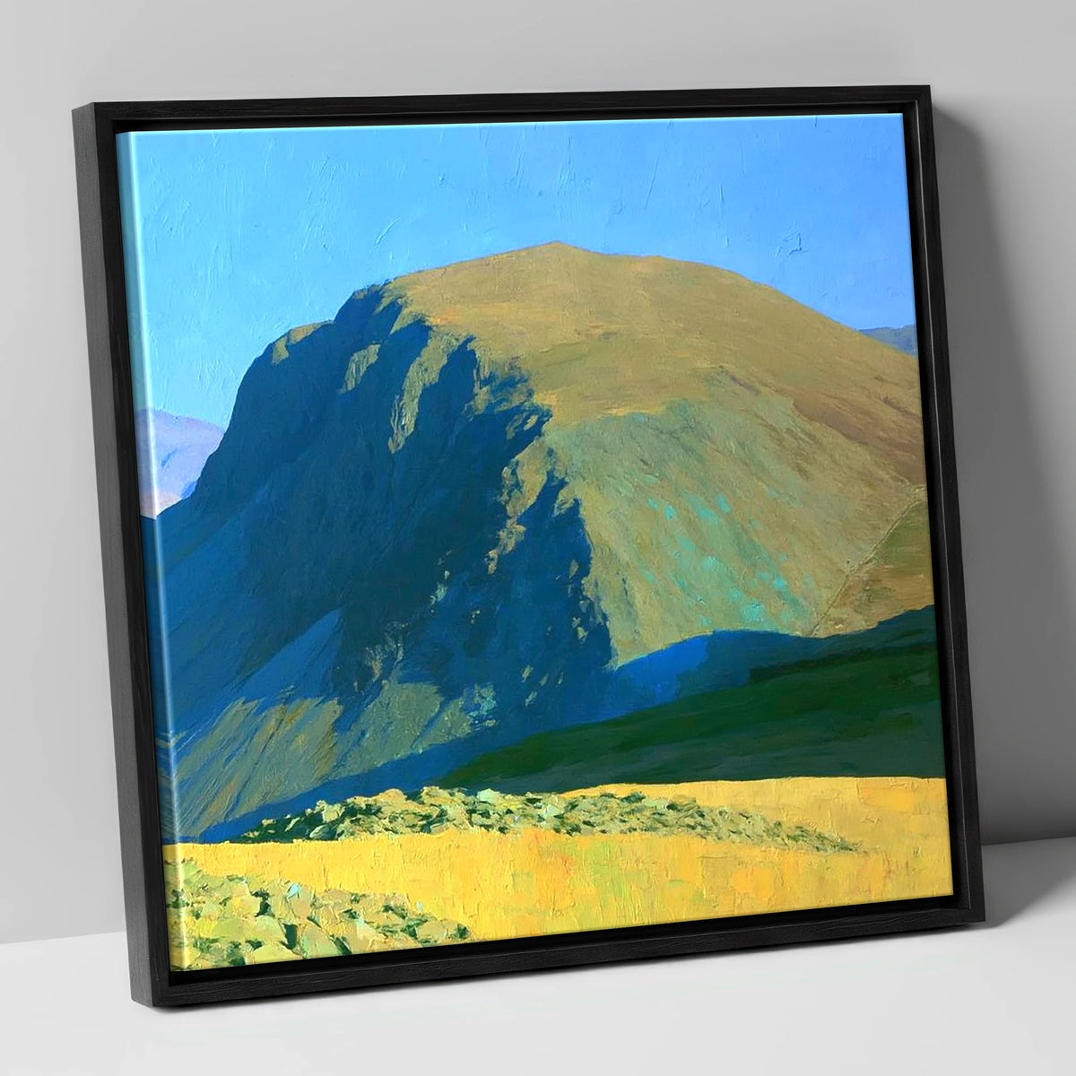 Sunlit Seatallan Dome and Crags lake district fell canvas wall art in black frame