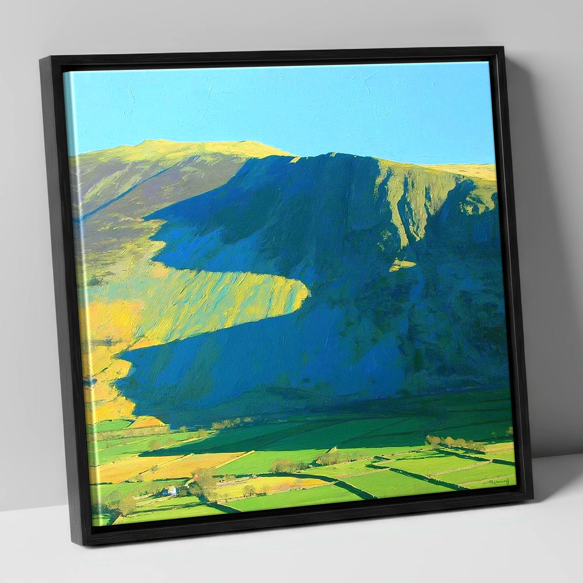 Clough Head in Bold Shadows lake district fell canvas wall art in black frame