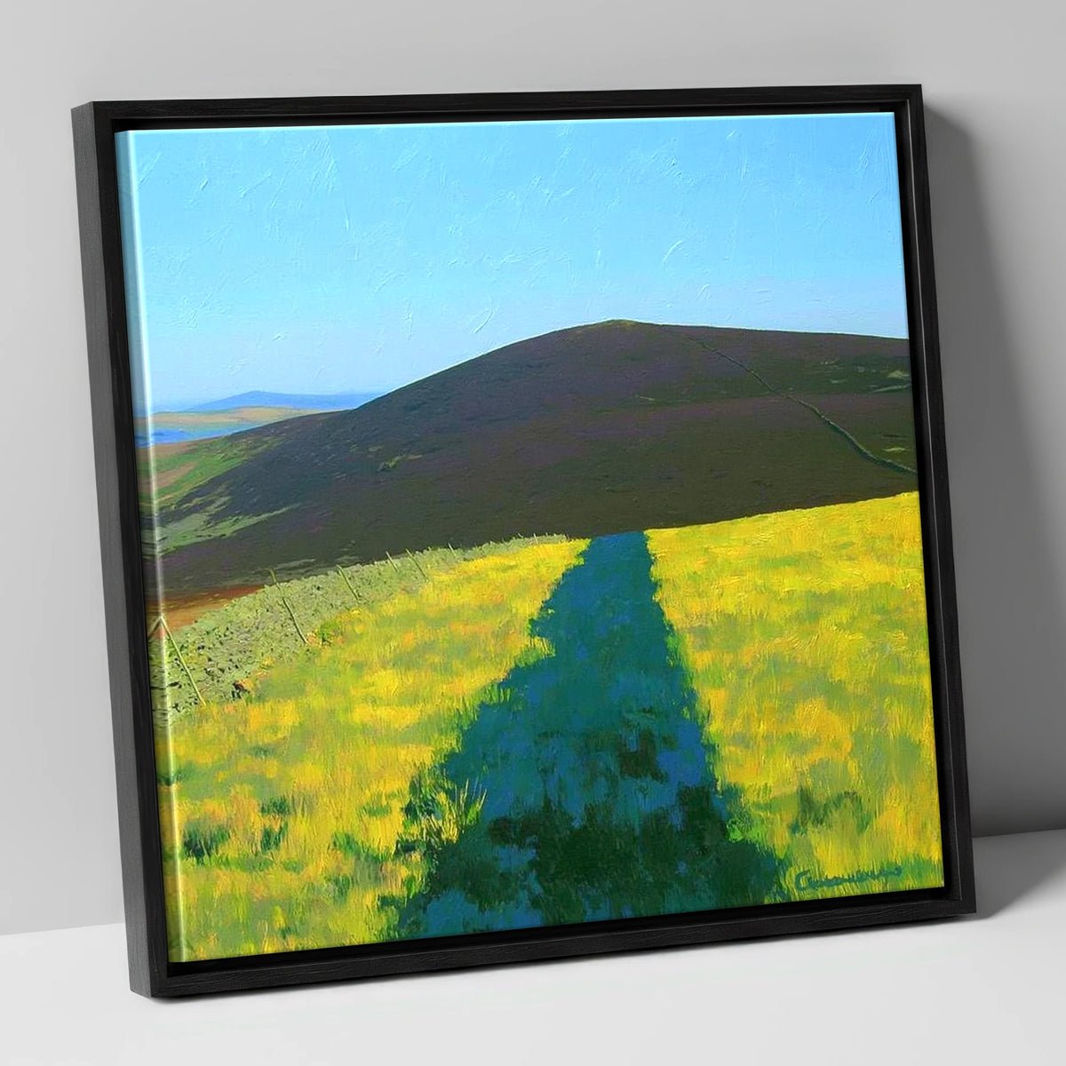 Vibrant Track To Great Calva lake district fell canvas wall art in black frame