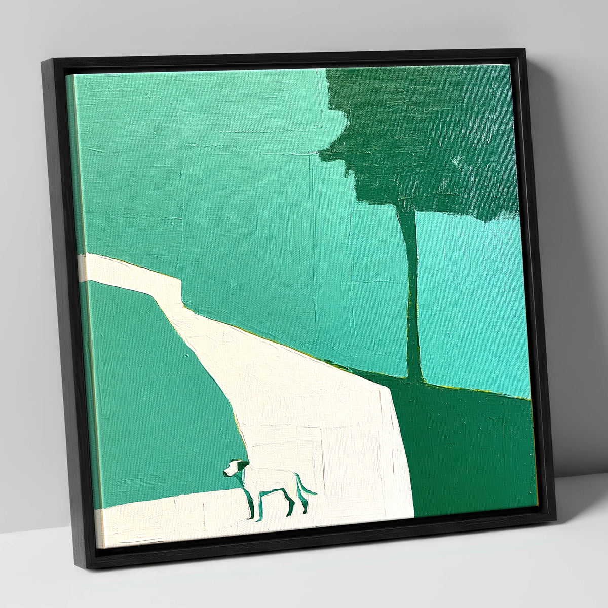 Abstract Hawkshead Dog Path gifts for dog walkers canvas wall art in black frame